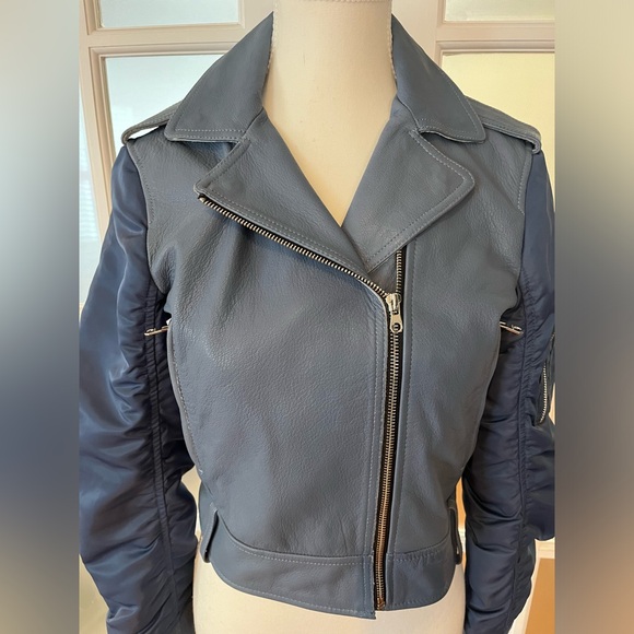 Sandro Women's Ruched Leather Biker Jacket - Picture 9 of 17